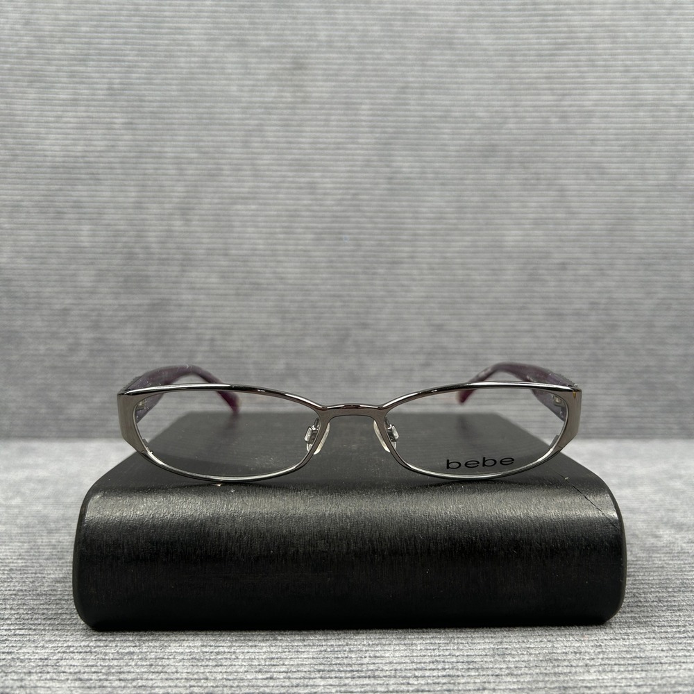 Bebe Brave BB5019 Smoky Y2k Eyeglasses Purple Glitter Oval Frames 52-16-135 NEW